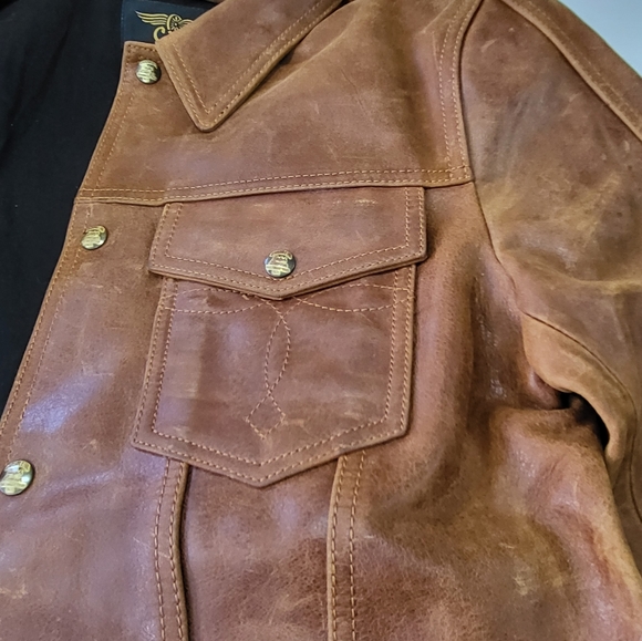 Cidu Vintage Brown Leather Jacket - Picture 4 of 8